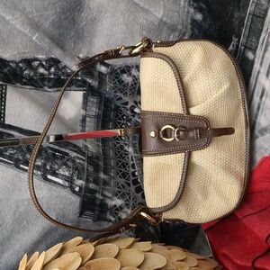 DKNY linen and leather purse